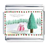 Italian Charms - pine tree drawing photo italian charm Image.