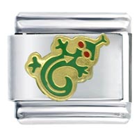 Italian Charms - gold plated gecko italian charm Image.
