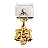 Italian Charms - dangle white snowflake italian charm Image.