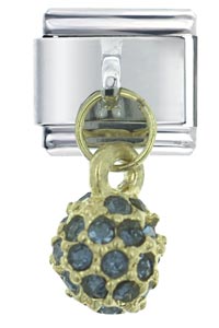 Italian Charms - december blue zircon color ball italian charm Image.