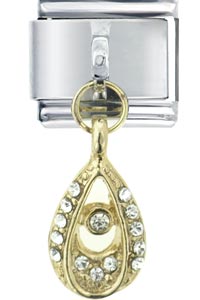 Italian Charms - rhinestone teardrop dangle italian charm Image.
