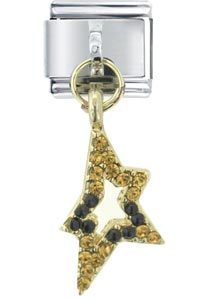Italian Charms - amber rhinestone star dangle italian charm Image.