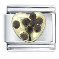 Italian Charms - january garnet color heart italian charm Image.