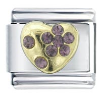 V1197C_02_PG: february birthstone golden heart italian charm Image.