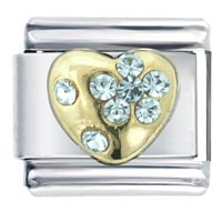 Italian Charms - march birthstone golden heart italian charm Image.
