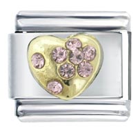 Italian Charms - october birthstone golden heart italian charm Image.