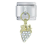 Italian Charms - rhinestone grape bunch dangle italian charm Image.