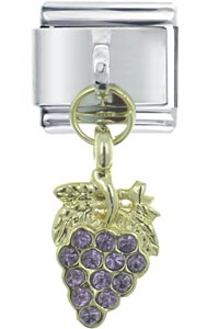 Italian Charms - purple grape bunch dangle italian charm Image.