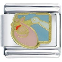 Italian Charms - stork delivering baby italian charm Image.