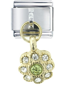 Italian Charms - dangle crystal gold flower italian charm Image.
