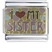 Italian Charms - i heart my sister dots italian charm Image.
