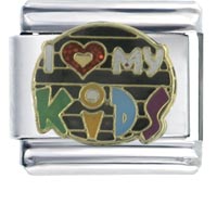 Italian Charms - multicolor enamel i heart my kids italian charm Image.