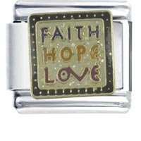 Italian Charms - hand painted faith hope love italian charm Image.