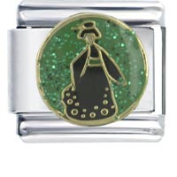Italian Charms - kimono girl green italian charm Image.