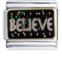 Italian Charms - gold plated believe italian charm Image.