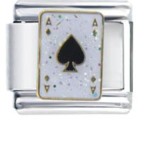V2153_PG: gold plated ace of spades italian charm Image.