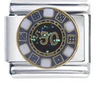 Italian Charms - $50 poker chip italian charm Image.