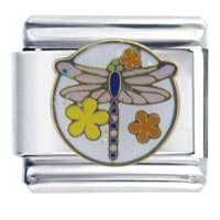 Italian Charms - pink dragonfly italian charm Image.