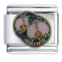 Italian Charms - orchid flowers italian charm Image.