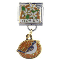 Italian Charms - florida state bird &amp; flower italian charm Image.
