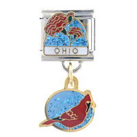 Italian Charms - ohio state bird &amp; flower italian charm Image.