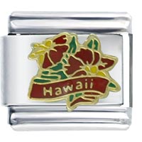 Italian Charms - hawaii flower red italian charm Image.
