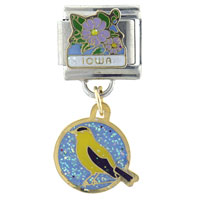 Italian Charms - iowa state dangle bird italian charm Image.