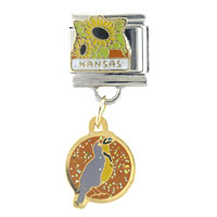 Italian Charms - kansas bird and flower italian charm Image.