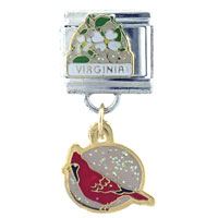 Italian Charms - virginia state bird &amp;  flower italian charm Image.