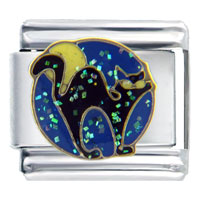 Italian Charms - black cat at night italian charm Image.