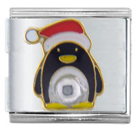 Italian Charms - penguin in red hat italian charm Image.