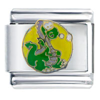 Italian Charms - goofy green dragon italian charm Image.