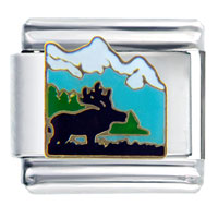 Italian Charms - moose mountain scene italian charm Image.