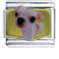Italian Charms - chihuahua white photo italian charm Image.