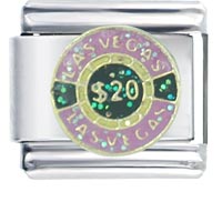 Italian Charms - las vegas $20 chip italian charm Image.