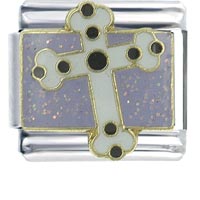 Italian Charms - black and white cross italian charm Image.