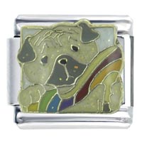 Italian Charms - pug with shoe italian charm Image.