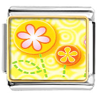 Italian Charms - fun flowers photo italian charm Image.