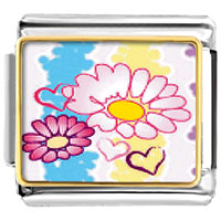 Italian Charms - hearts &amp; flowers photo italian charm Image.