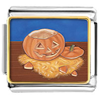 Italian Charms - jack olantern carving photo italian charm Image.