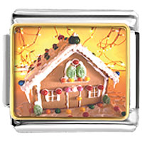 Italian Charms - christmas gingerbread house photo italian charm Image.