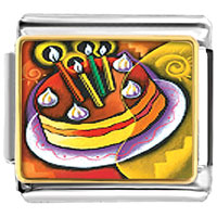 Italian Charms - cubist birthday cake photo italian charm Image.
