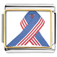 Italian Charms - patriotic ribbon photo italian charm Image.
