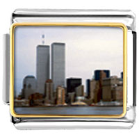 Italian Charms - new york twin towers photo italian charm Image.