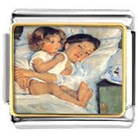 Italian Charms - mary cassatt's breakfast in bed photo italian charm Image.