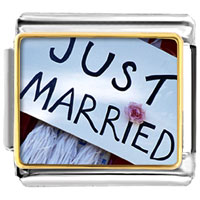 Italian Charms - just married sign photo italian charm Image.