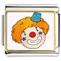 Italian Charms - clown face enamel photo italian charm Image.