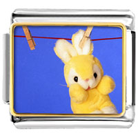 Italian Charms - clothesline bunny rabbit photo italian charm Image.