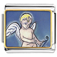 Italian Charms - cupid bringing love photo italian charm Image.