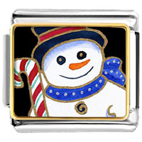 Italian Charms - snowman and candy cane photo italian charm Image.